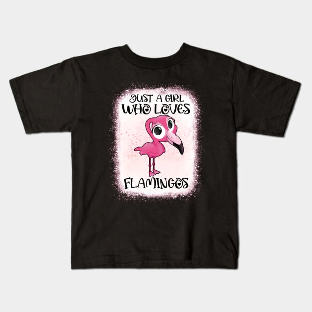 Funny Just A Girl Who Loves Flamingos Gift Idea Kids T-Shirt by DanielHeresmo